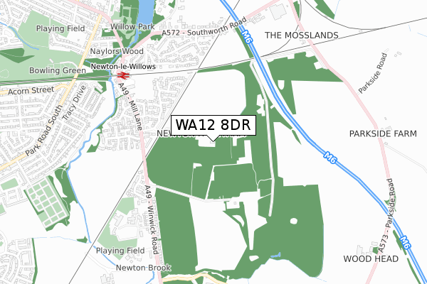 WA12 8DR map - small scale - OS Open Zoomstack (Ordnance Survey)