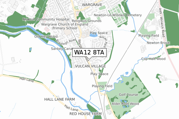 WA12 8TA map - small scale - OS Open Zoomstack (Ordnance Survey)