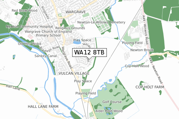 WA12 8TB map - small scale - OS Open Zoomstack (Ordnance Survey)