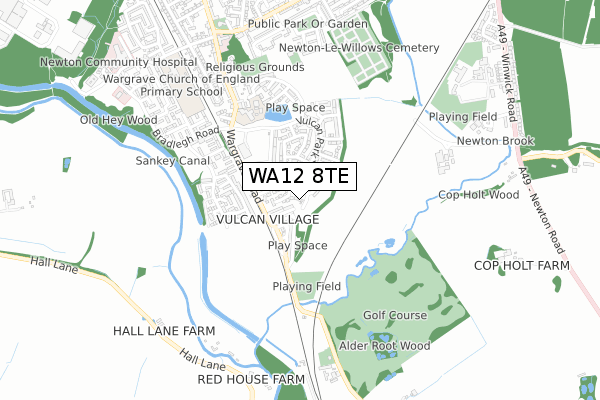 WA12 8TE map - small scale - OS Open Zoomstack (Ordnance Survey)