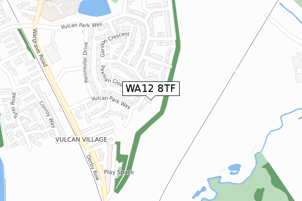 WA12 8TF map - large scale - OS Open Zoomstack (Ordnance Survey)
