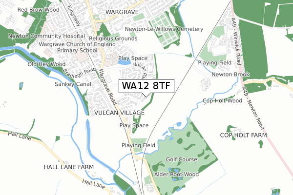 WA12 8TF map - small scale - OS Open Zoomstack (Ordnance Survey)
