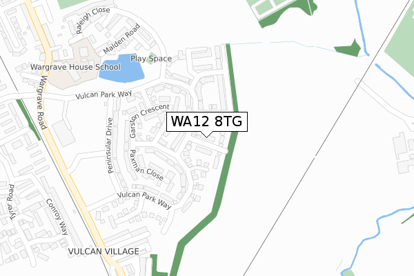 WA12 8TG map - large scale - OS Open Zoomstack (Ordnance Survey)