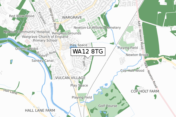 WA12 8TG map - small scale - OS Open Zoomstack (Ordnance Survey)