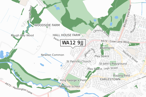 WA12 9JJ map - small scale - OS Open Zoomstack (Ordnance Survey)