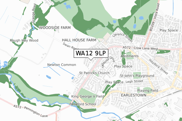 WA12 9LP map - small scale - OS Open Zoomstack (Ordnance Survey)