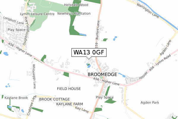 WA13 0GF map - small scale - OS Open Zoomstack (Ordnance Survey)