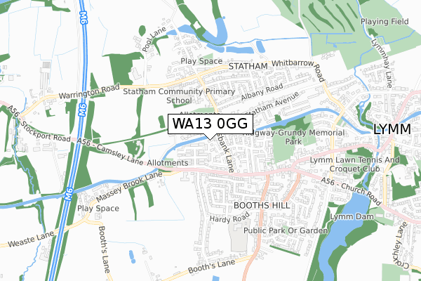 WA13 0GG map - small scale - OS Open Zoomstack (Ordnance Survey)