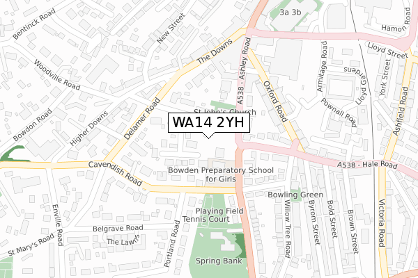 WA14 2YH map - large scale - OS Open Zoomstack (Ordnance Survey) WA14 2YH map - large scale - OS Open Zoomstack (Ordnance Survey)