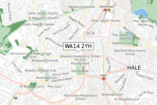 WA14 2YH map - small scale - OS Open Zoomstack (Ordnance Survey) WA14 2YH map - small scale - OS Open Zoomstack (Ordnance Survey)