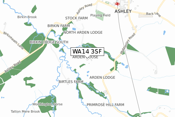 WA14 3SF map - small scale - OS Open Zoomstack (Ordnance Survey)