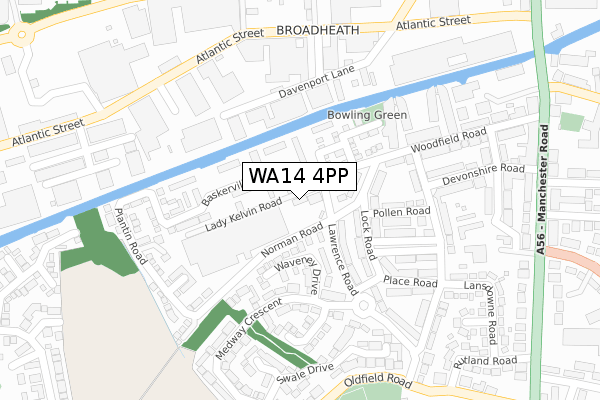 WA14 4PP map - large scale - OS Open Zoomstack (Ordnance Survey)