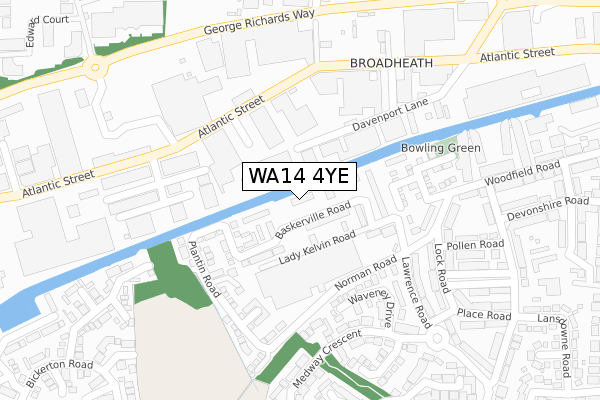 WA14 4YE map - large scale - OS Open Zoomstack (Ordnance Survey)