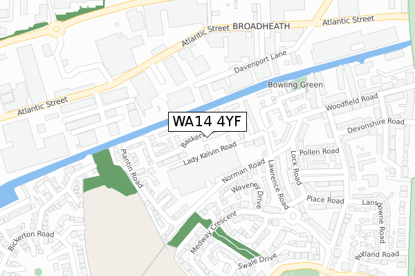 WA14 4YF map - large scale - OS Open Zoomstack (Ordnance Survey) WA14 4YF map - large scale - OS Open Zoomstack (Ordnance Survey)