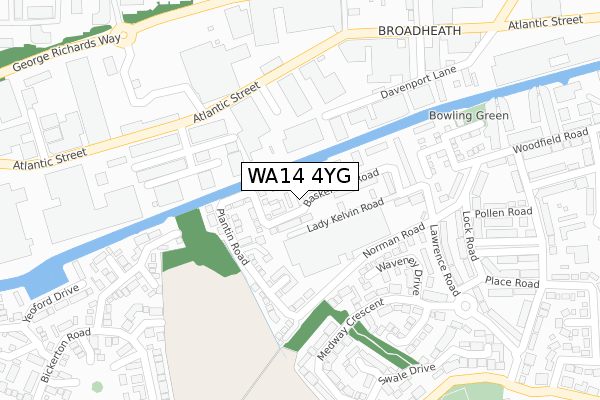 WA14 4YG map - large scale - OS Open Zoomstack (Ordnance Survey)