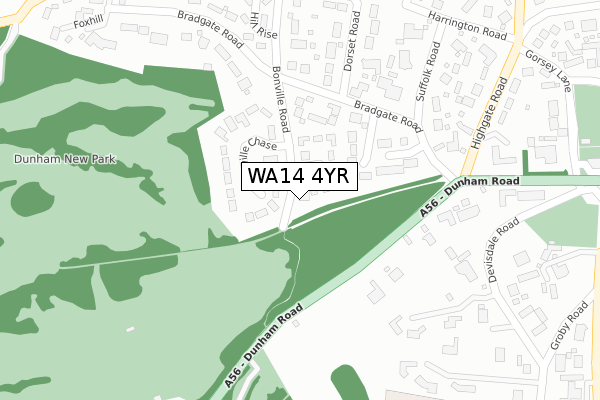 WA14 4YR map - large scale - OS Open Zoomstack (Ordnance Survey) WA14 4YR map - large scale - OS Open Zoomstack (Ordnance Survey)