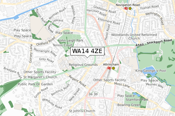 WA14 4ZE map - small scale - OS Open Zoomstack (Ordnance Survey)