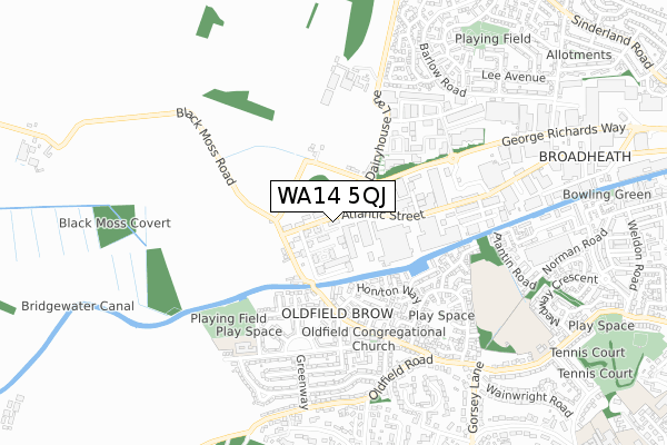 WA14 5QJ map - small scale - OS Open Zoomstack (Ordnance Survey)