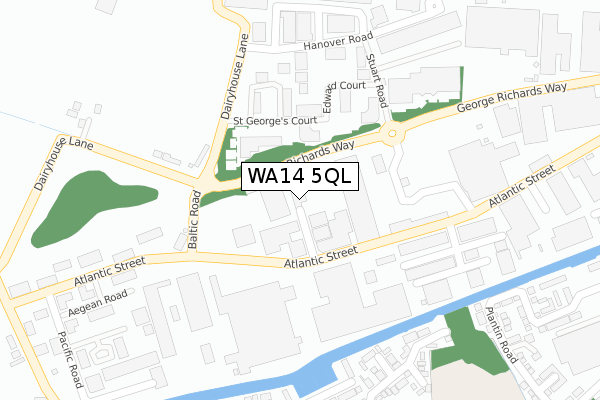 WA14 5QL map - large scale - OS Open Zoomstack (Ordnance Survey)
