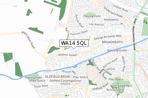 WA14 5QL map - small scale - OS Open Zoomstack (Ordnance Survey)