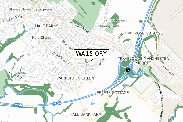 WA15 0RY map - small scale - OS Open Zoomstack (Ordnance Survey)