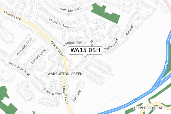 WA15 0SH map - large scale - OS Open Zoomstack (Ordnance Survey)