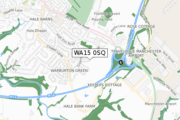 WA15 0SQ map - small scale - OS Open Zoomstack (Ordnance Survey)
