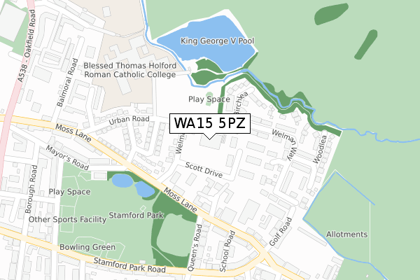 WA15 5PZ map - large scale - OS Open Zoomstack (Ordnance Survey) WA15 5PZ map - large scale - OS Open Zoomstack (Ordnance Survey)