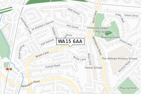WA15 6AA map - large scale - OS Open Zoomstack (Ordnance Survey) WA15 6AA map - large scale - OS Open Zoomstack (Ordnance Survey)