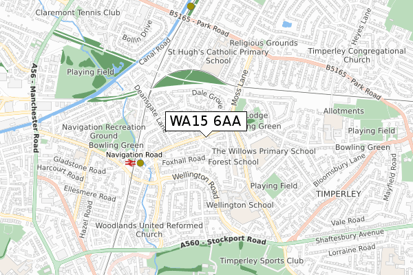 WA15 6AA map - small scale - OS Open Zoomstack (Ordnance Survey) WA15 6AA map - small scale - OS Open Zoomstack (Ordnance Survey)
