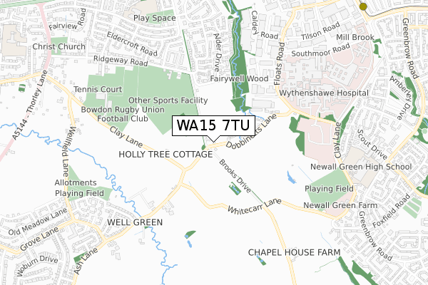 WA15 7TU map - small scale - OS Open Zoomstack (Ordnance Survey)