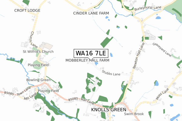 WA16 7LE map - small scale - OS Open Zoomstack (Ordnance Survey)