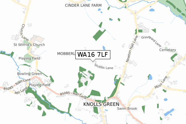WA16 7LF map - small scale - OS Open Zoomstack (Ordnance Survey)