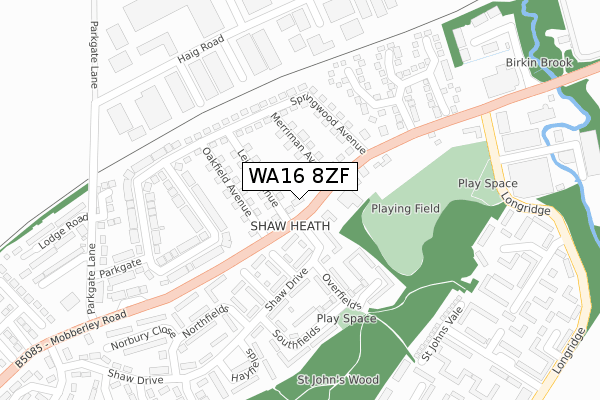 WA16 8ZF map - large scale - OS Open Zoomstack (Ordnance Survey)