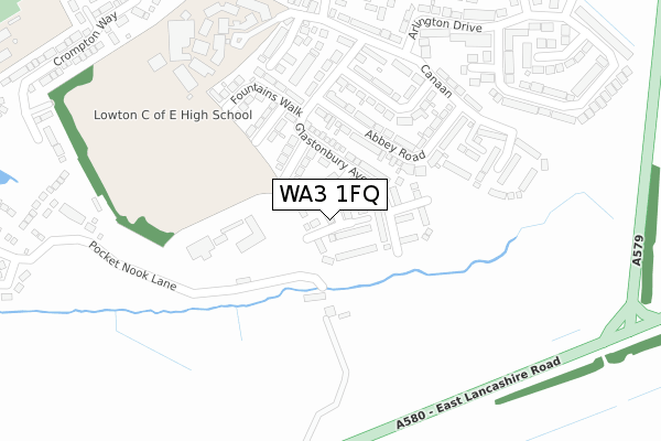 WA3 1FQ map - large scale - OS Open Zoomstack (Ordnance Survey)