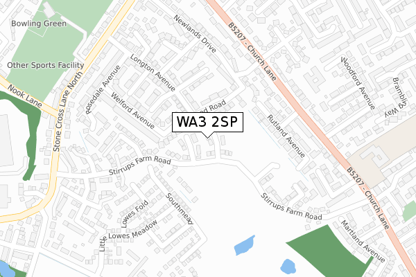 WA3 2SP map - large scale - OS Open Zoomstack (Ordnance Survey)