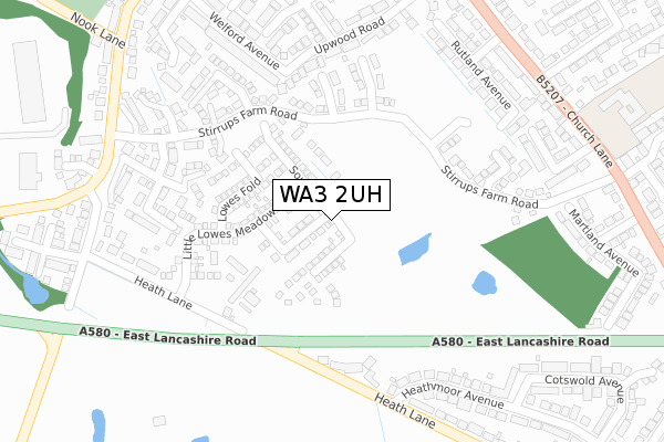 WA3 2UH map - large scale - OS Open Zoomstack (Ordnance Survey)