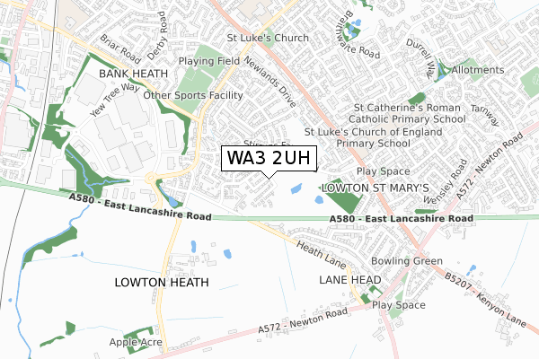 WA3 2UH map - small scale - OS Open Zoomstack (Ordnance Survey)