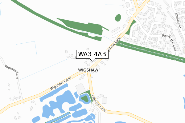 WA3 4AB map - large scale - OS Open Zoomstack (Ordnance Survey)