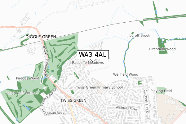 WA3 4AL map - small scale - OS Open Zoomstack (Ordnance Survey)
