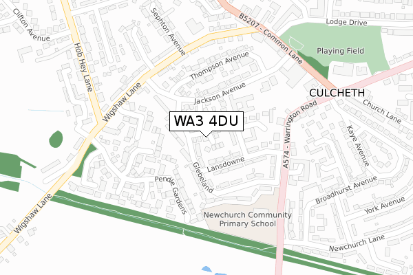 WA3 4DU map - large scale - OS Open Zoomstack (Ordnance Survey)