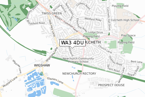 WA3 4DU map - small scale - OS Open Zoomstack (Ordnance Survey)