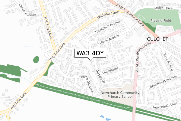 WA3 4DY map - large scale - OS Open Zoomstack (Ordnance Survey)