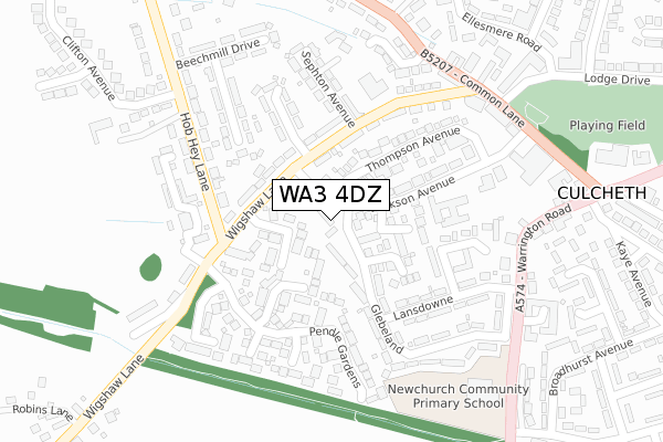WA3 4DZ map - large scale - OS Open Zoomstack (Ordnance Survey) WA3 4DZ map - large scale - OS Open Zoomstack (Ordnance Survey)