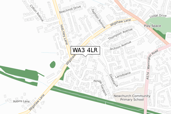 WA3 4LR map - large scale - OS Open Zoomstack (Ordnance Survey)