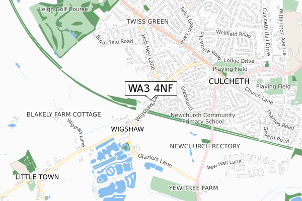 WA3 4NF map - small scale - OS Open Zoomstack (Ordnance Survey)