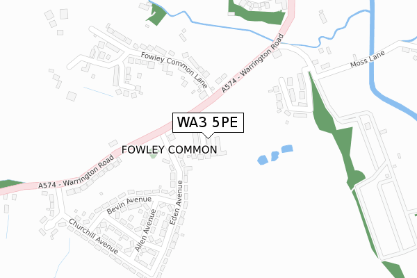 WA3 5PE map - large scale - OS Open Zoomstack (Ordnance Survey)