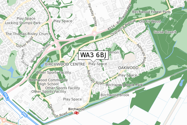 WA3 6BJ map - small scale - OS Open Zoomstack (Ordnance Survey) WA3 6BJ map - small scale - OS Open Zoomstack (Ordnance Survey)