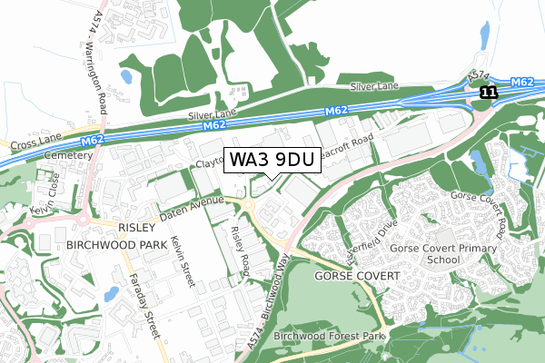 WA3 9DU map - small scale - OS Open Zoomstack (Ordnance Survey)