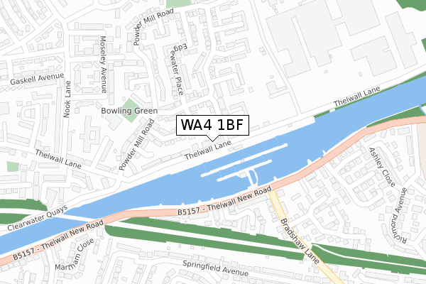 WA4 1BF map - large scale - OS Open Zoomstack (Ordnance Survey)